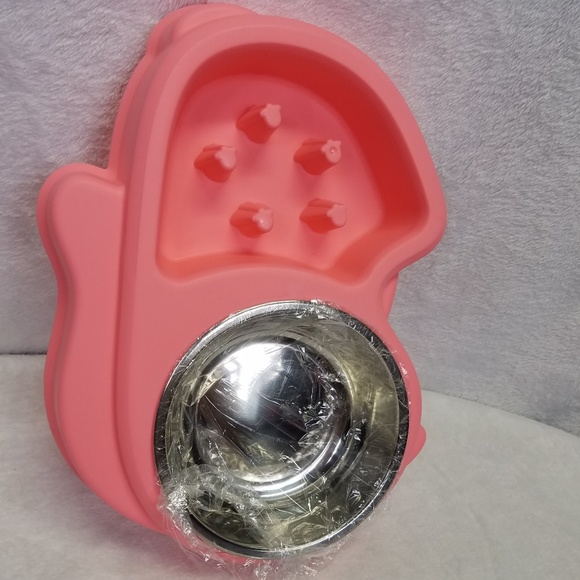 Slow Feed Dog Pet Bowl Squirrel Interactive Pink - Picture 3 of 5
